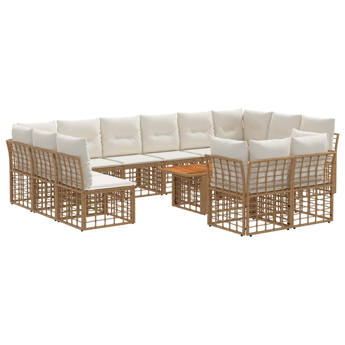 Set de canapele pentru grădină 13 buc. Alb Natural și Crem WALTI