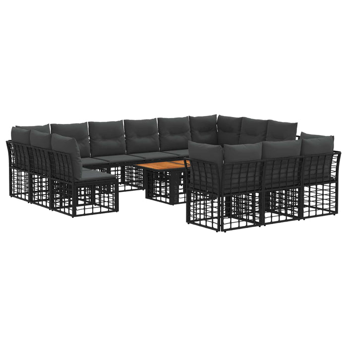 Set de canapele pentru grădină 14 buc. Negru și gri închis WALTI