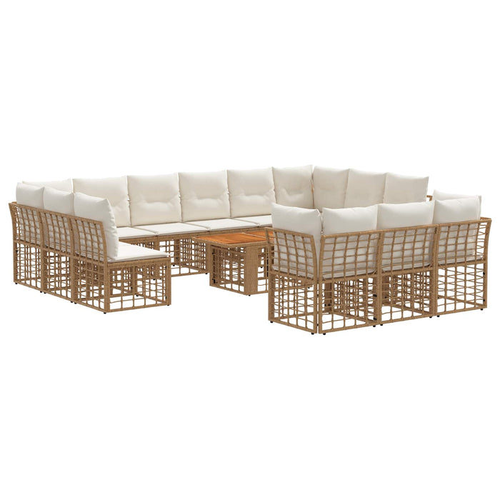 Set de canapele pentru grădină 14 buc. Alb Natural și Crem WALTI