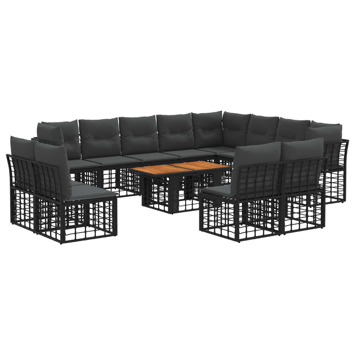 Set de canapele pentru grădină 13 buc. Negru și gri închis WALTI