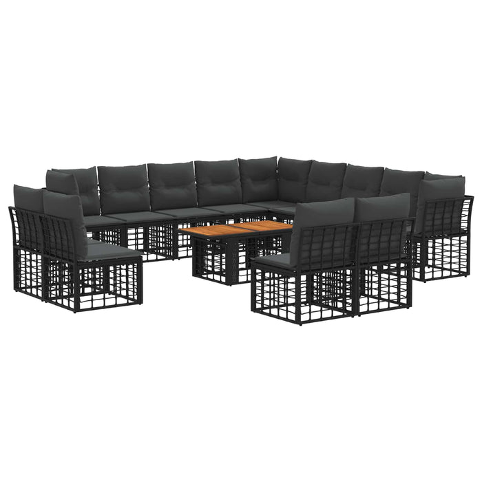 Set de canapele pentru grădină 14 buc. Negru și gri închis WALTI