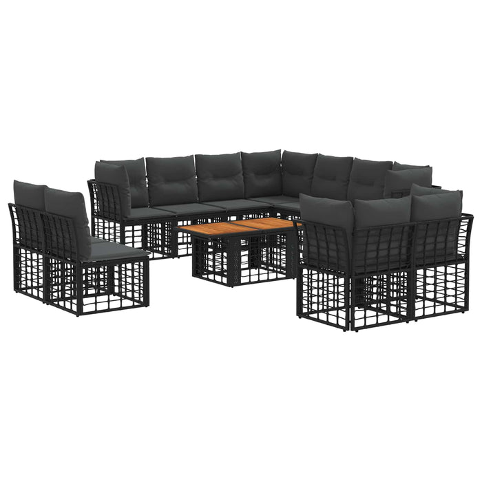 Set de canapele pentru grădină 12 buc. Negru și gri închis WALTI