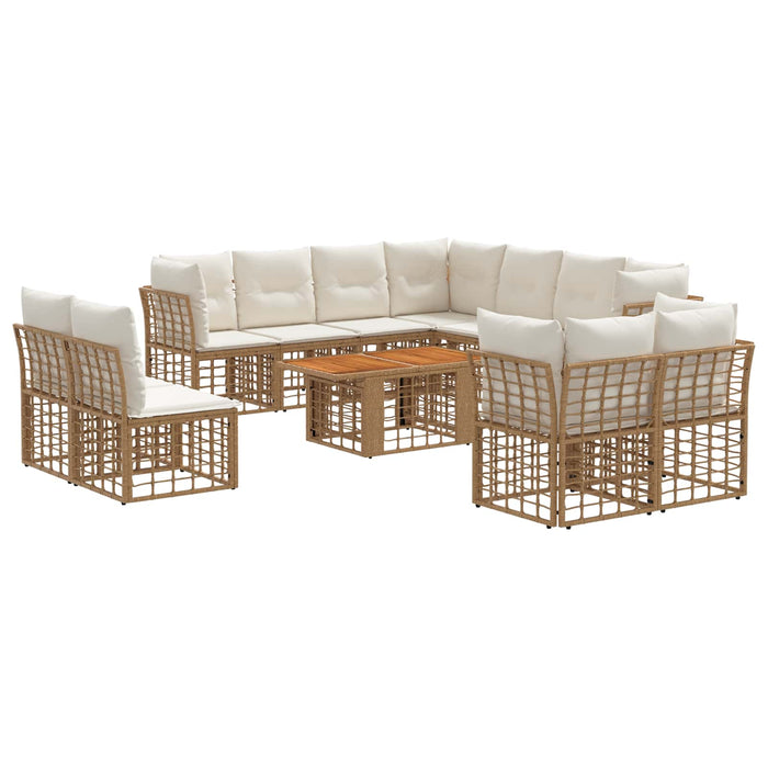 Set de canapele pentru grădină 12 buc. Alb Natural și Crem WALTI