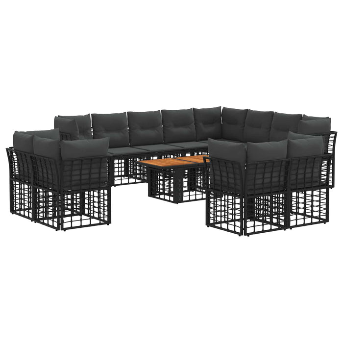 Set de canapele pentru grădină 13 buc. Negru și gri închis WALTI