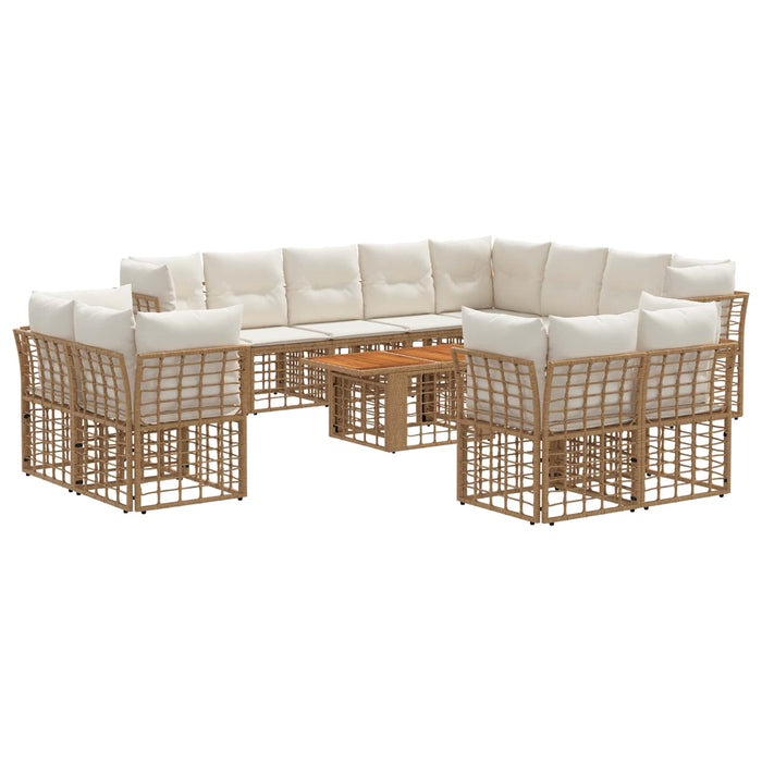 Set de canapele pentru grădină 13 buc. Alb Natural și Crem WALTI