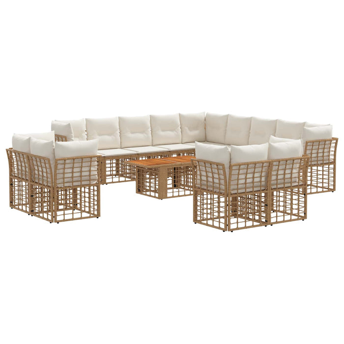 Set de canapele pentru grădină 14 buc. Alb Natural și Crem WALTI
