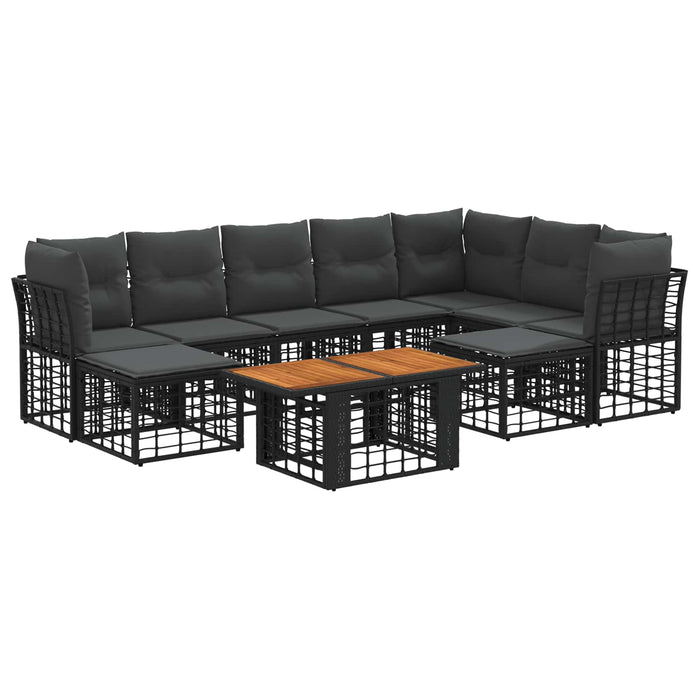 Set de canapele pentru grădină 10 buc. Negru și gri închis WALTI