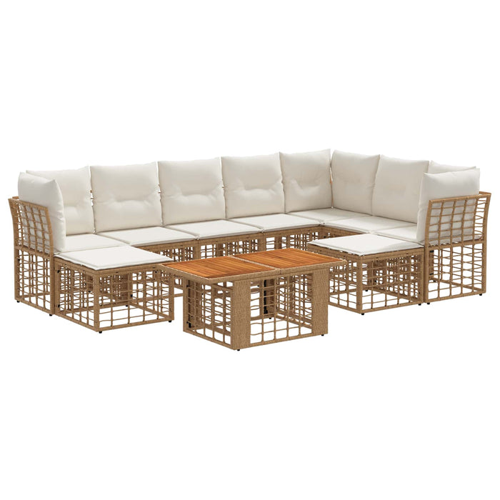 Set de canapele pentru grădină 10 buc. Alb Natural și Crem WALTI