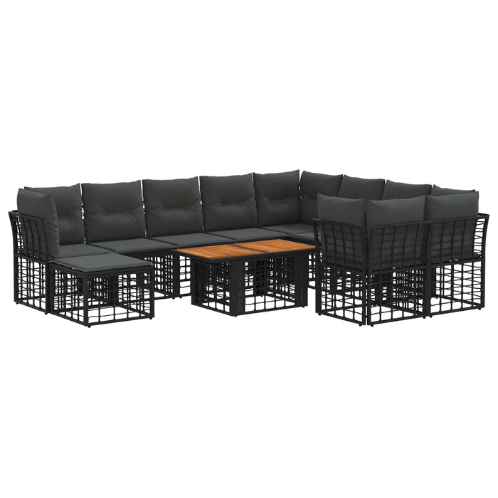 Set de canapele pentru grădină 11 buc. Negru și gri închis WALTI
