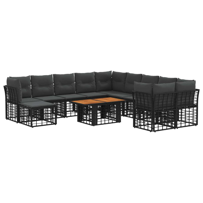 Set de canapele pentru grădină 12 buc. Negru și gri închis WALTI