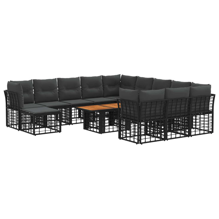 Set de canapele pentru grădină 13 buc. Negru și gri închis WALTI