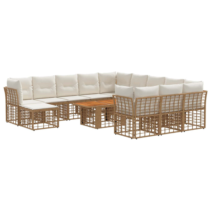 Set de canapele pentru grădină 13 buc. Alb Natural și Crem WALTI