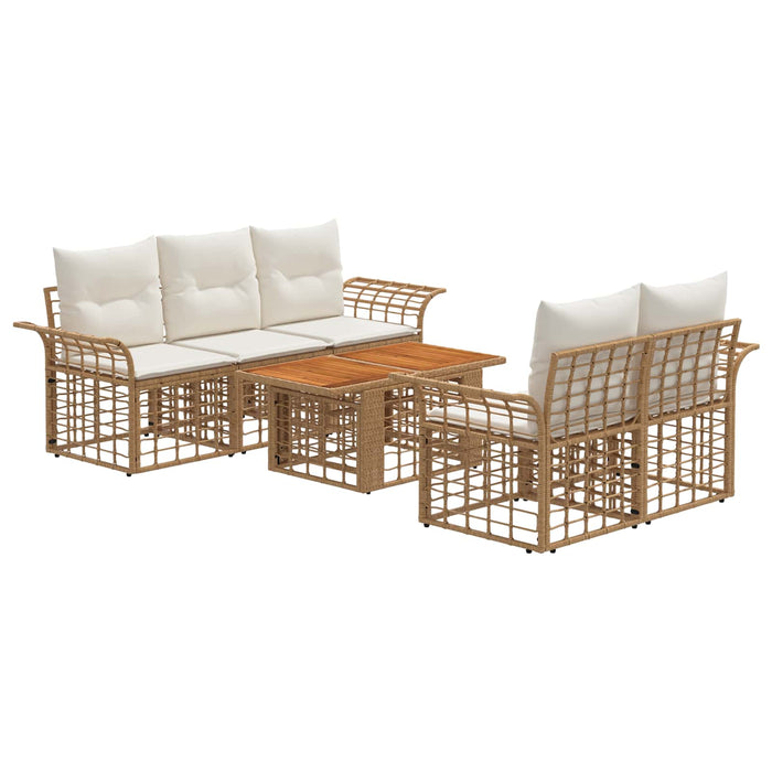 Set de canapele pentru grădină 6 buc. Alb Natural și Crem WALTI