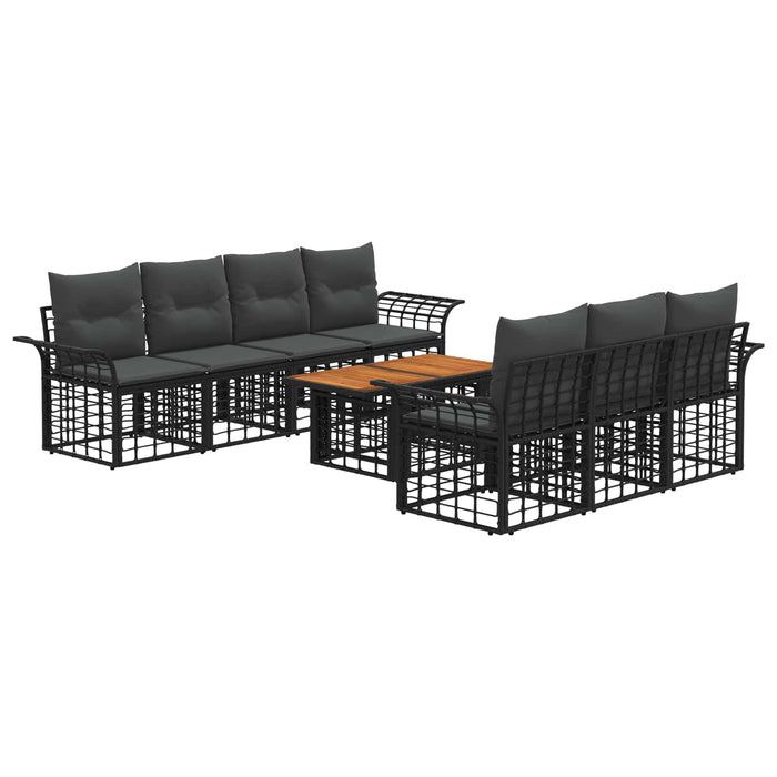 Set de canapele pentru grădină 8 buc. Negru și gri închis WALTI