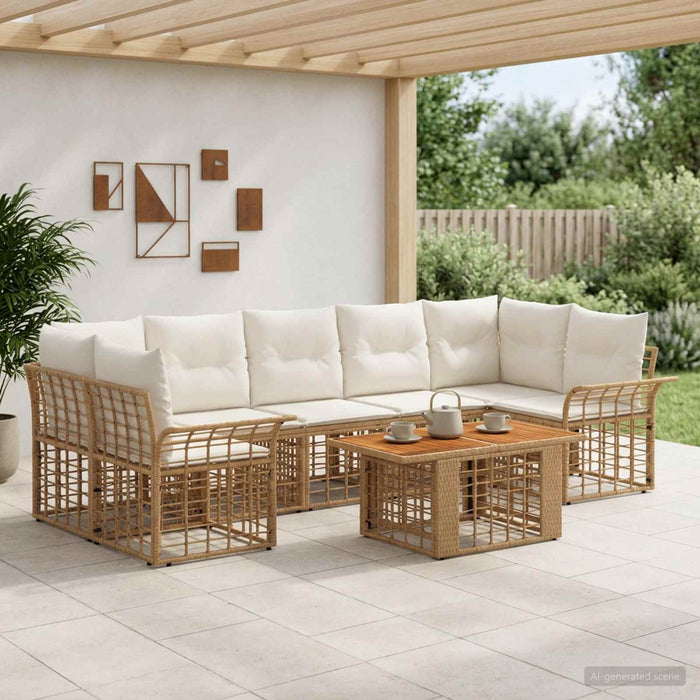 Set de canapele pentru grădină 8 buc. Alb Natural și Crem WALTI