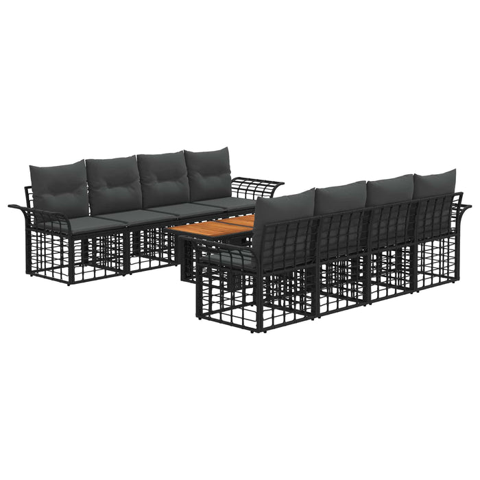 Set de canapele pentru grădină 9 buc. Negru și gri închis WALTI