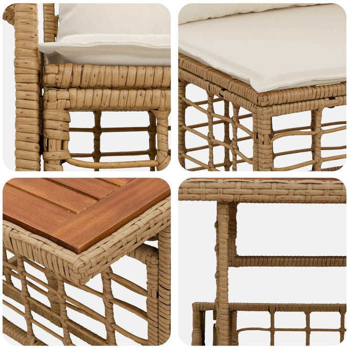 Set de canapele pentru grădină 9 buc. Alb Natural și Crem WALTI