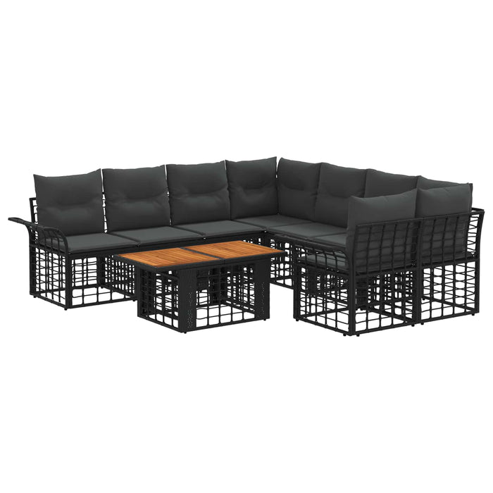 Set de canapele pentru grădină 9 buc. Negru și gri închis WALTI