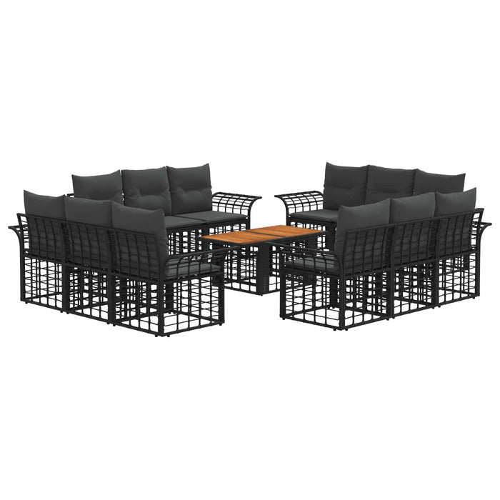 Set de canapele pentru grădină 13 buc. Negru și gri închis WALTI