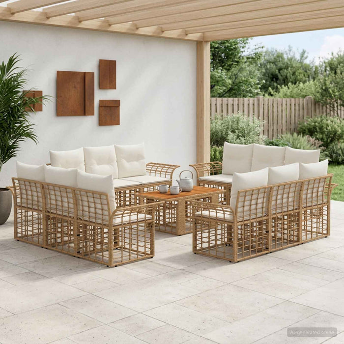 Set de canapele pentru grădină 13 buc. Alb Natural și Crem WALTI
