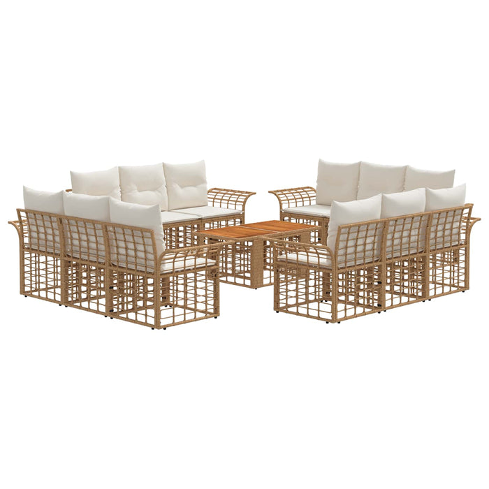 Set de canapele pentru grădină 13 buc. Alb Natural și Crem WALTI