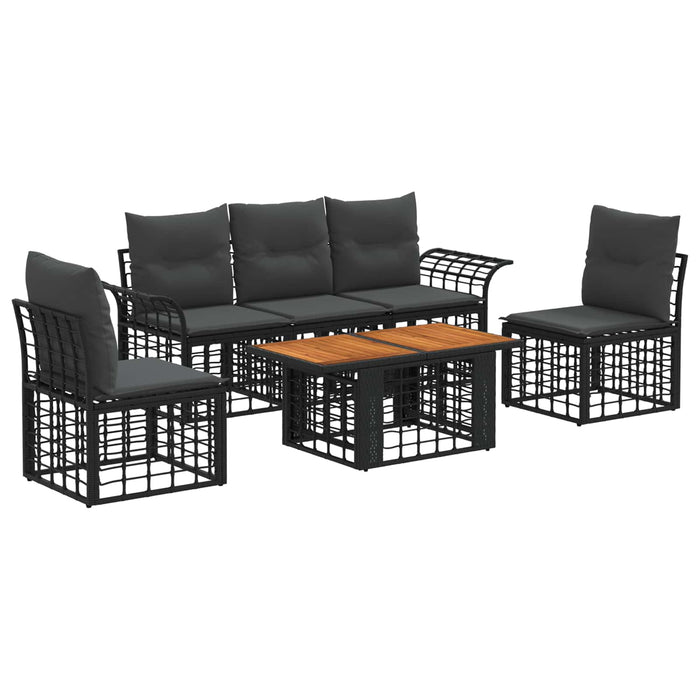 Set de canapele pentru grădină 6 buc. Negru și gri închis WALTI