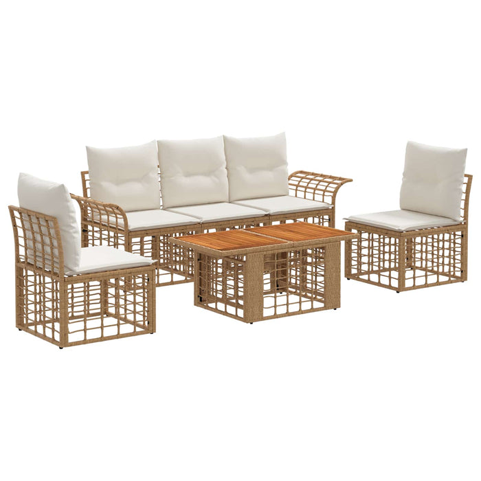 Set de canapele pentru grădină 6 buc. Alb Natural și Crem WALTI