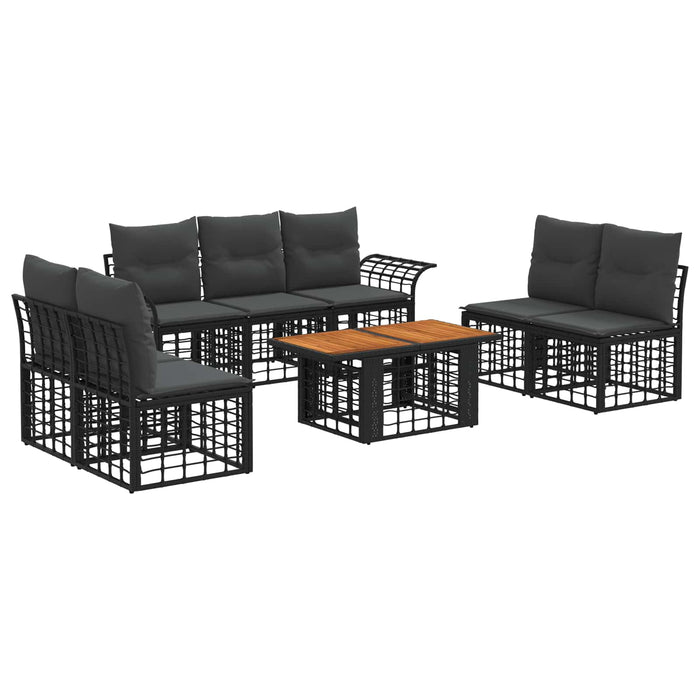Set de canapele pentru grădină 8 buc. Negru și gri închis WALTI