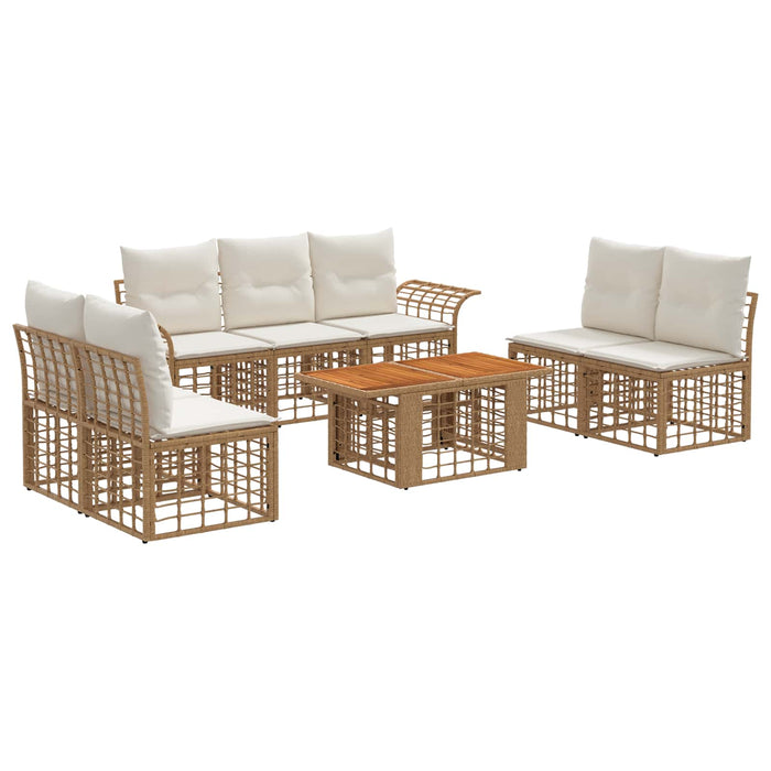 Set de canapele pentru grădină 8 buc. Alb Natural și Crem WALTI