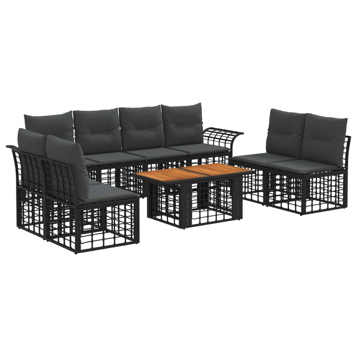 Set de canapele pentru grădină 9 buc. Negru și gri închis WALTI