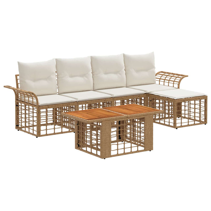 Set de canapele pentru grădină 6 buc. Alb Natural și Crem WALTI