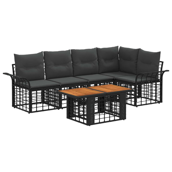 Set de canapele pentru grădină 6 buc. Negru și gri închis WALTI