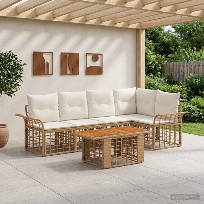 Set de canapele pentru grădină 6 buc. Alb Natural și Crem WALTI