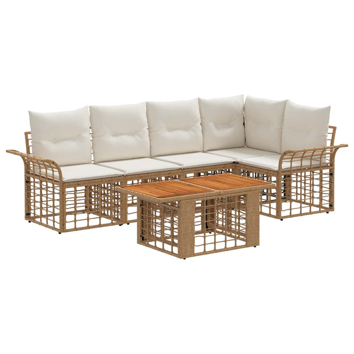 Set de canapele pentru grădină 6 buc. Alb Natural și Crem WALTI