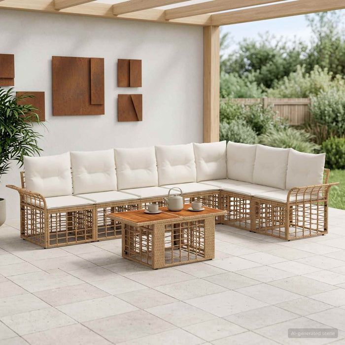 Set de canapele pentru grădină 8 buc. Alb Natural și Crem WALTI