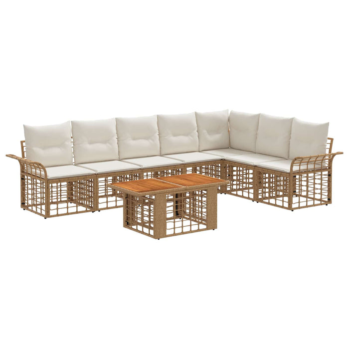 Set de canapele pentru grădină 8 buc. Alb Natural și Crem WALTI