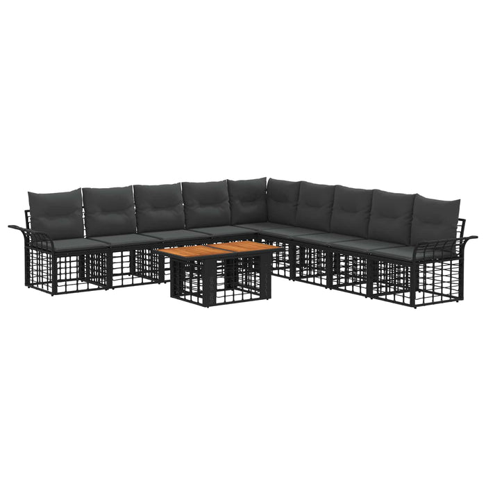 Set de canapele pentru grădină 10 buc. Negru și gri închis WALTI
