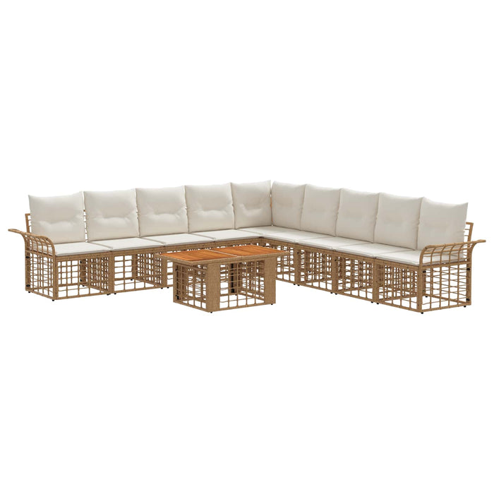 Set de canapele pentru grădină 10 buc. Alb Natural și Crem WALTI