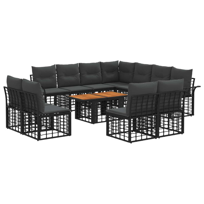 Set de canapele pentru grădină 12 buc. Negru și gri închis WALTI