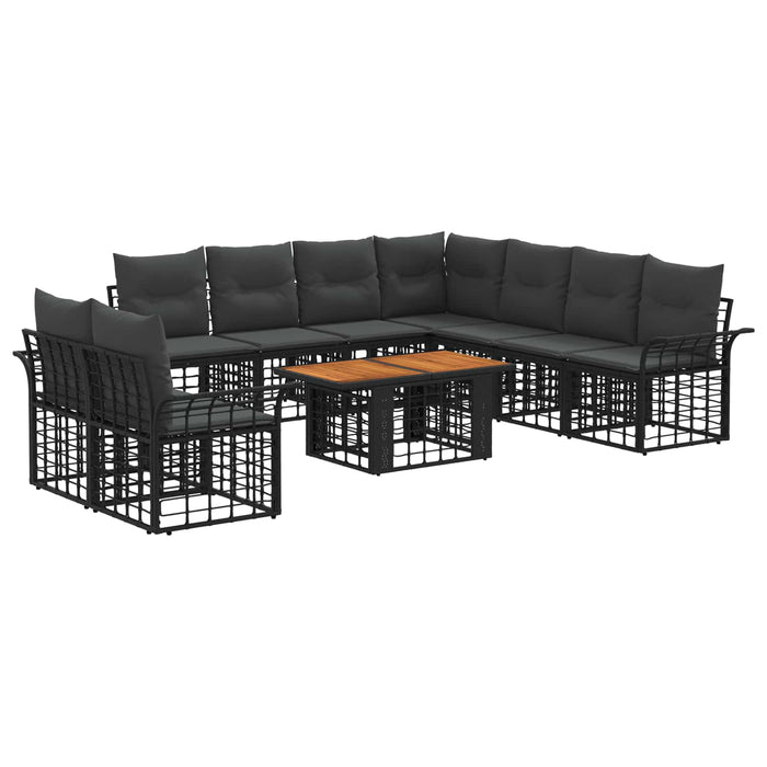 Set de canapele pentru grădină 10 buc. Negru și gri închis WALTI