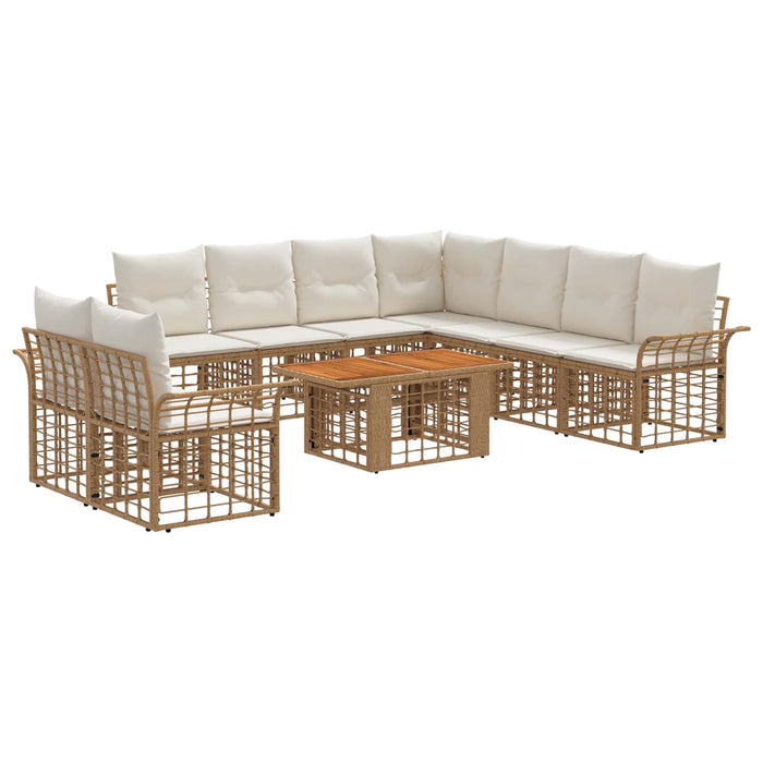 Set de canapele pentru grădină 10 buc. Alb Natural și Crem WALTI