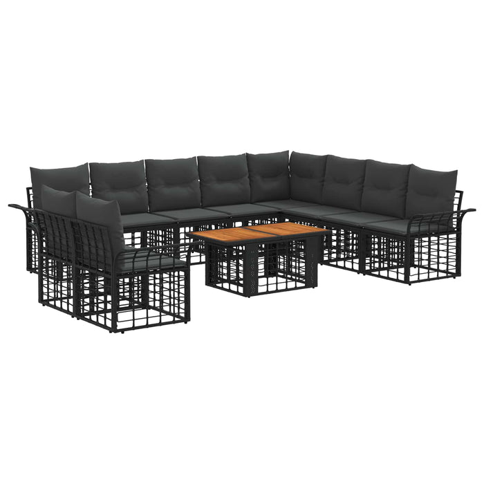 Set de canapele pentru grădină 11 buc. Negru și gri închis WALTI