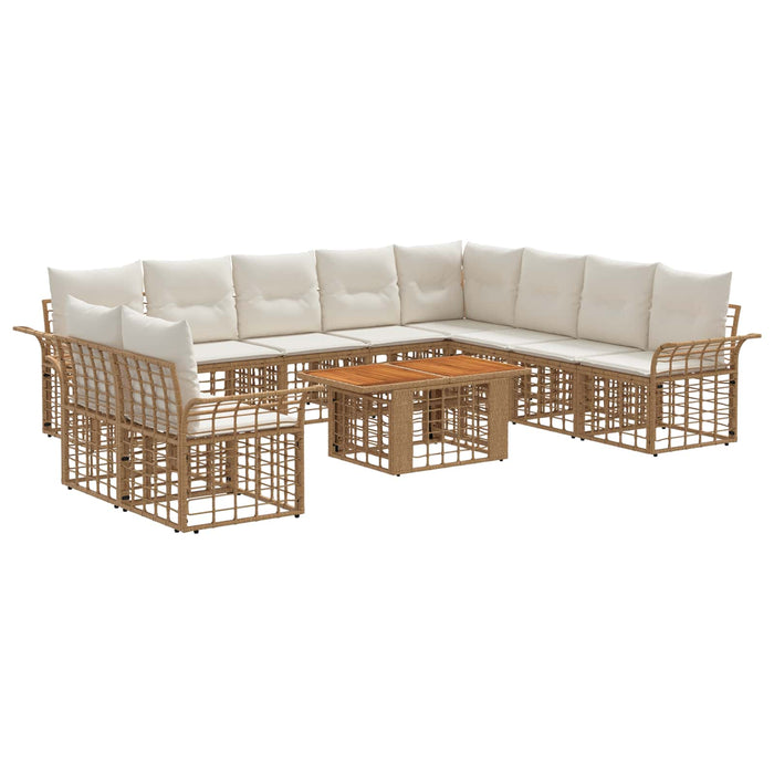 Set de canapele pentru grădină 11 buc. Alb Natural și Crem WALTI
