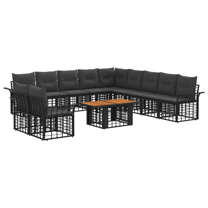 Set de canapele pentru grădină 12 buc. Negru și gri închis WALTI