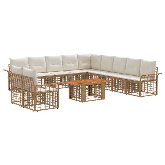 Set de canapele pentru grădină 12 buc. Alb Natural și Crem WALTI