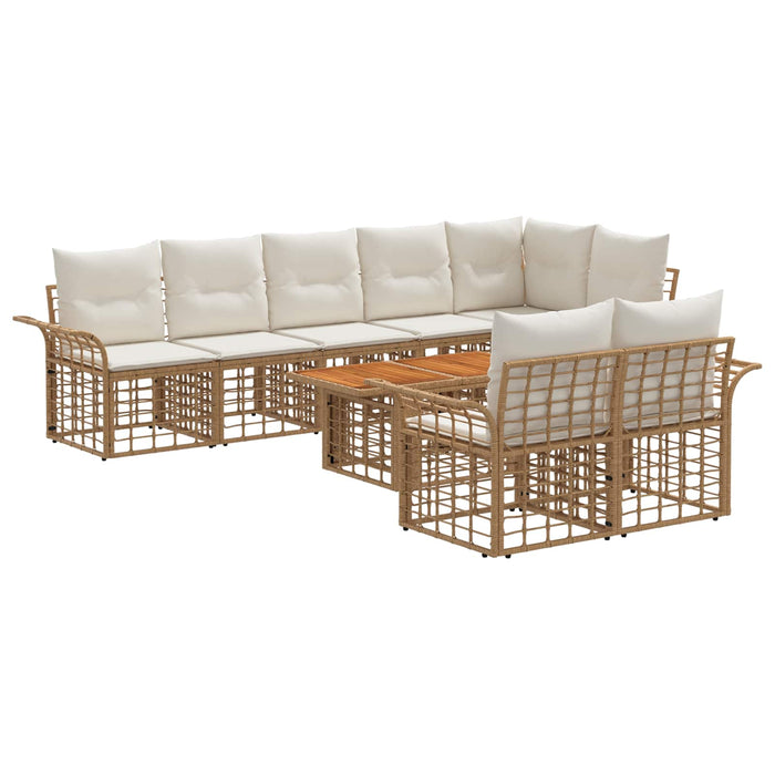 Set de canapele pentru grădină 9 buc. Alb Natural și Crem WALTI