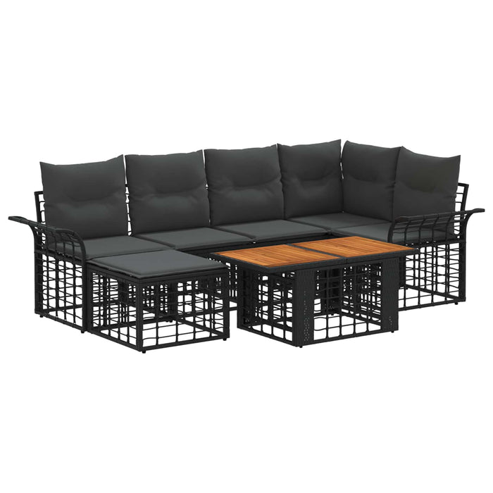 Set de canapele pentru grădină 7 buc. Negru și gri închis WALTI