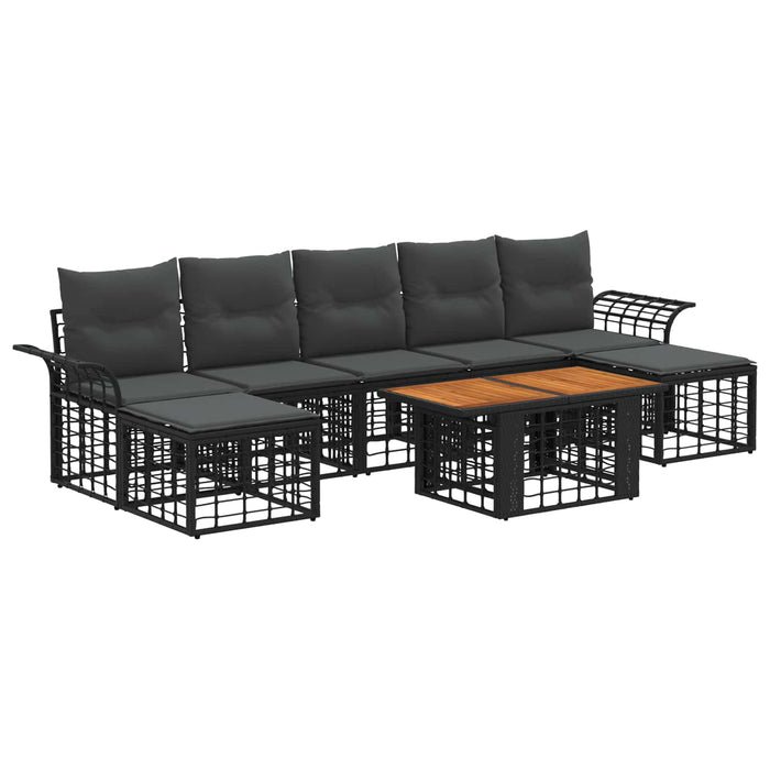 Set de canapele pentru grădină 8 buc. Negru și gri închis WALTI