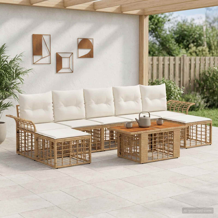 Set de canapele pentru grădină 8 buc. Alb Natural și Crem WALTI