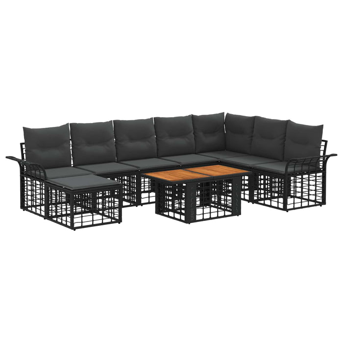 Set de canapele pentru grădină 9 buc. Negru și gri închis WALTI